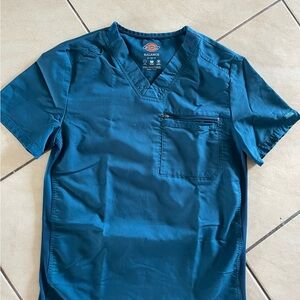 Men's Caribbean Blue Dickies Balance 1-Pocket V-Neck Scrub Top Small
